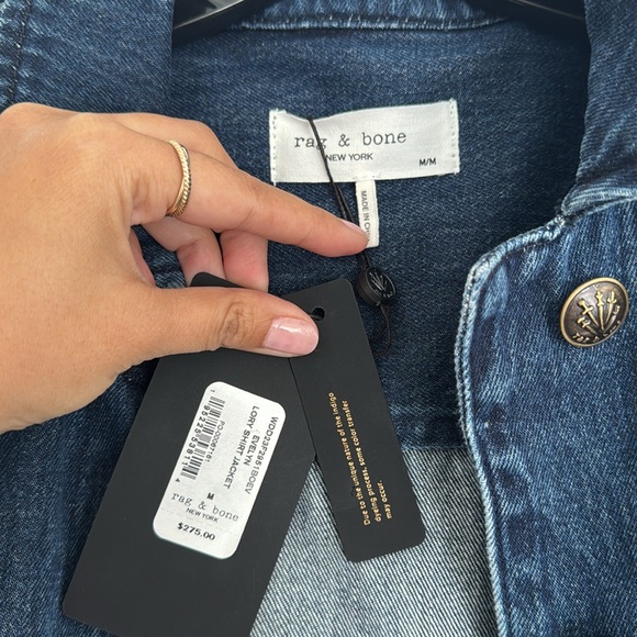 NWT Rag & Bone Lory Oversized Denim Shirt Jacket, size medium, dark denim - Picture 13 of 14